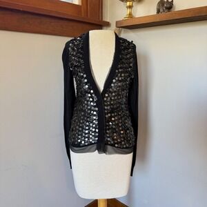 LINE Black‎ Sequin Embellished Cardigan Sweater Women S